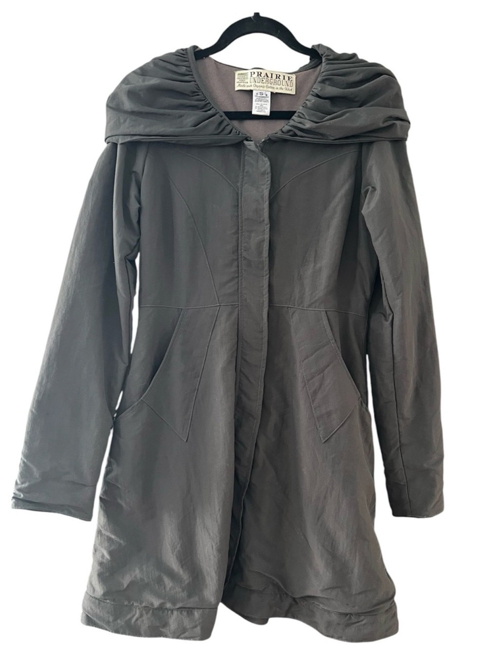 Prairie Underground Mid Victorian Raincoat Hoodie in Charcoal Gray Lined Small